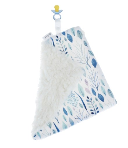 Doodalou Leaves - Printed Minky and Faux Fur Baby Pacifier Blanket