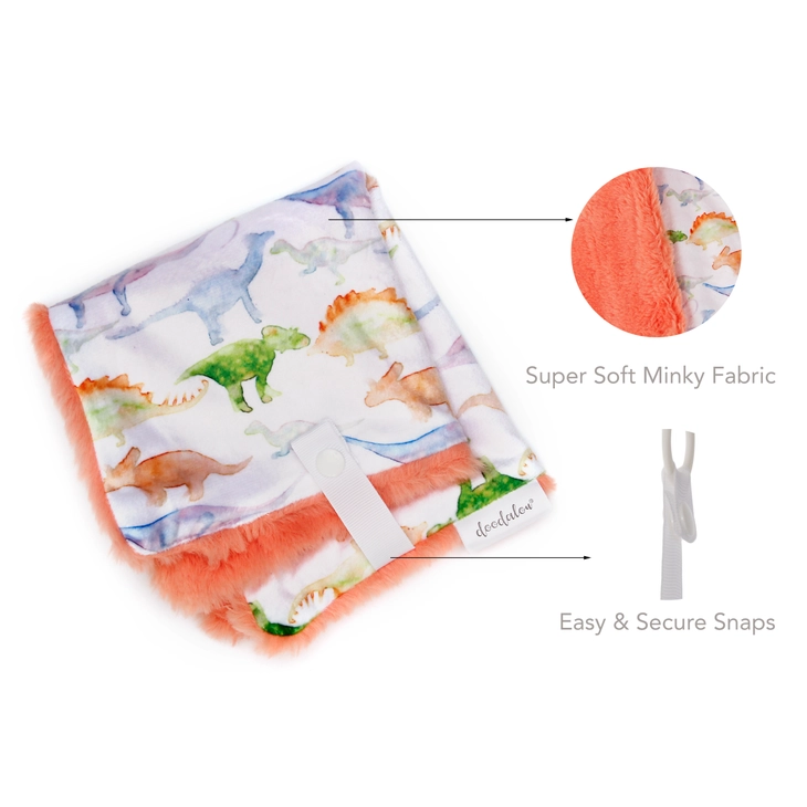 Doodalou Dinosaurs - Printed Minky and Faux Fur Baby Pacifier Blanket - Image 4