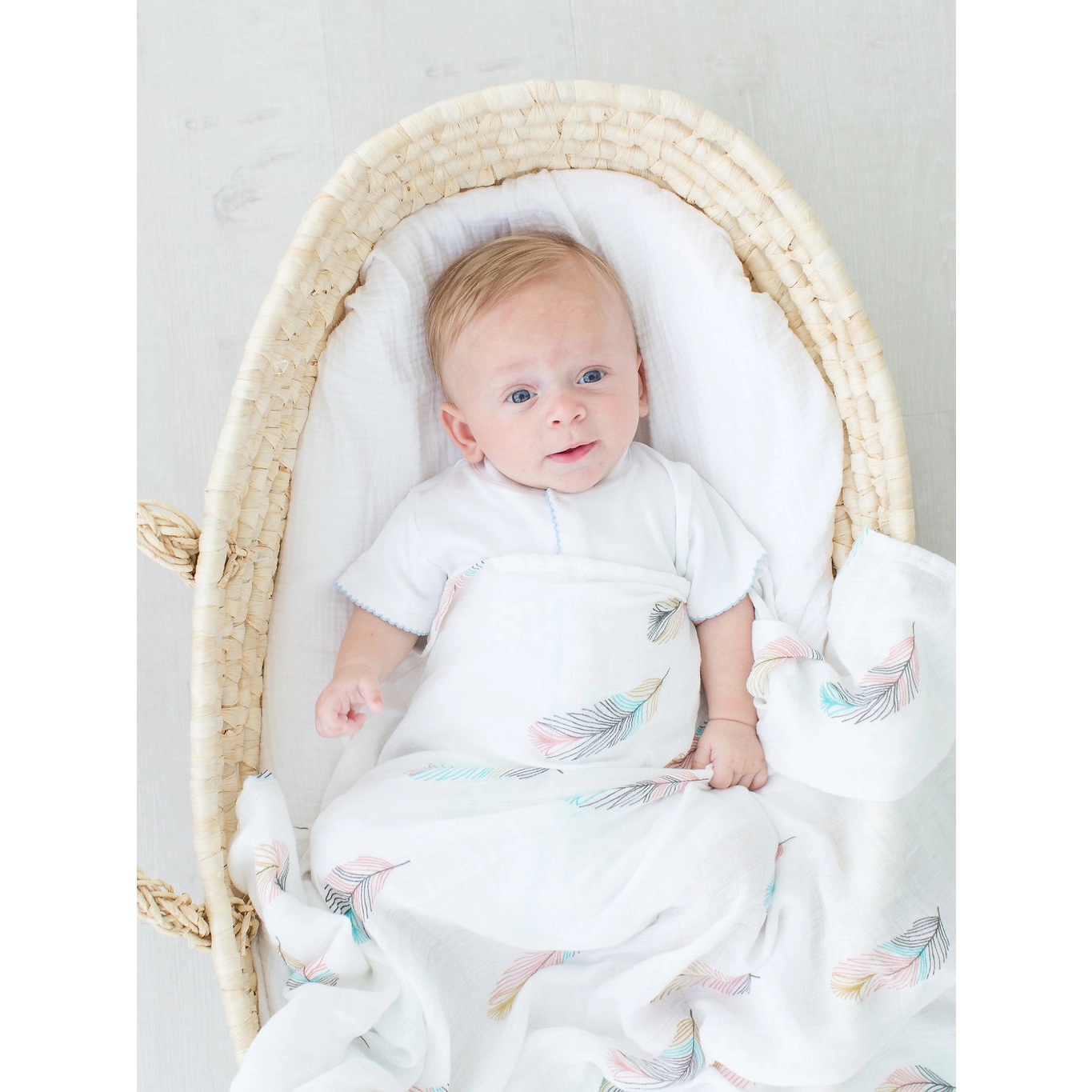 Bamboo and Organic Cotton Muslin Feather Swaddle Blanket - Image 6