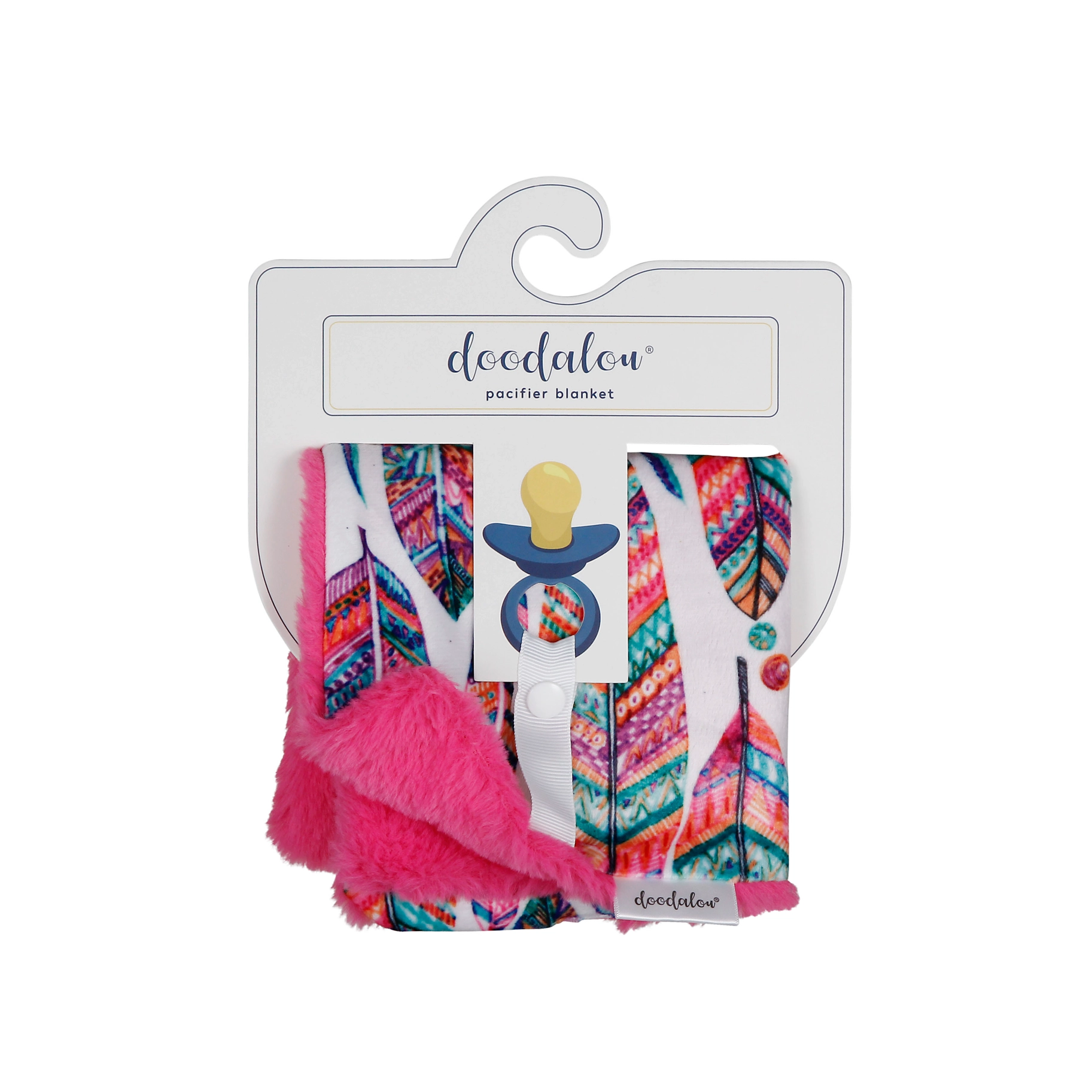 Doodalou Bohemian Feathers - Printed Minky Faux Fur Pacifier Blanket - Image 5
