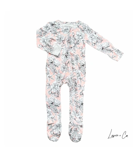 Allie Floral Bamboo Ruffle Footie