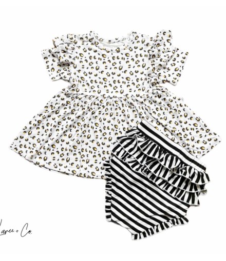 Allie Leopard Bamboo Ruffled Peplum + Bummie Set