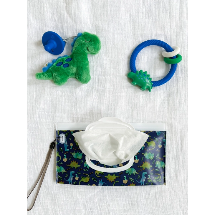 NEW Take and Travel Raining Dinos Pouch Reusable Wipes Case - Image 2