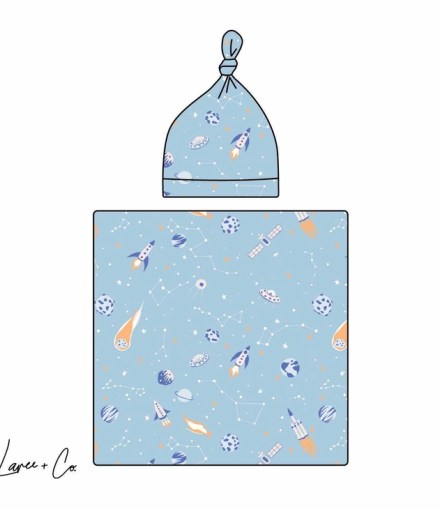 Logan Rockets Bamboo Swaddle + Knotted Hat Set