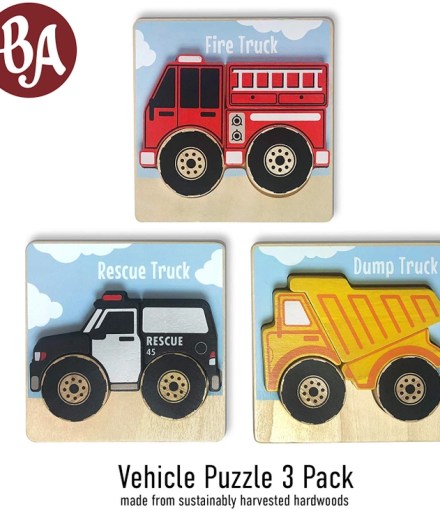 Vehicles Puzzles 3-Pack - Chunky Pieces 5 piece Puzzles