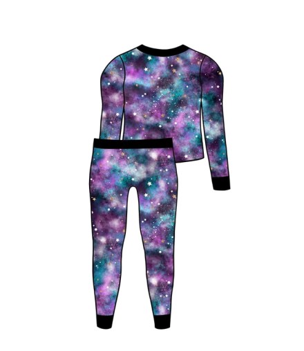 Galaxy Two Piece Bamboo Pajamas BLACK CUFFS