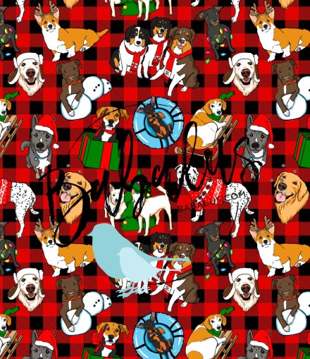 Plaid Holiday Pups Kids Leggings