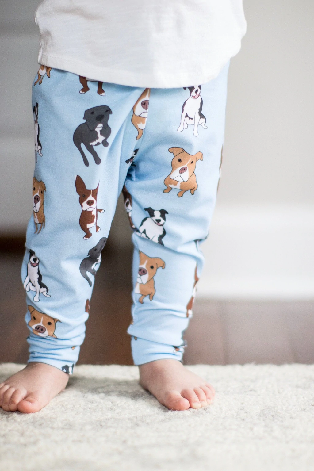 Pitbull Print Leggings on Blue - Image 3