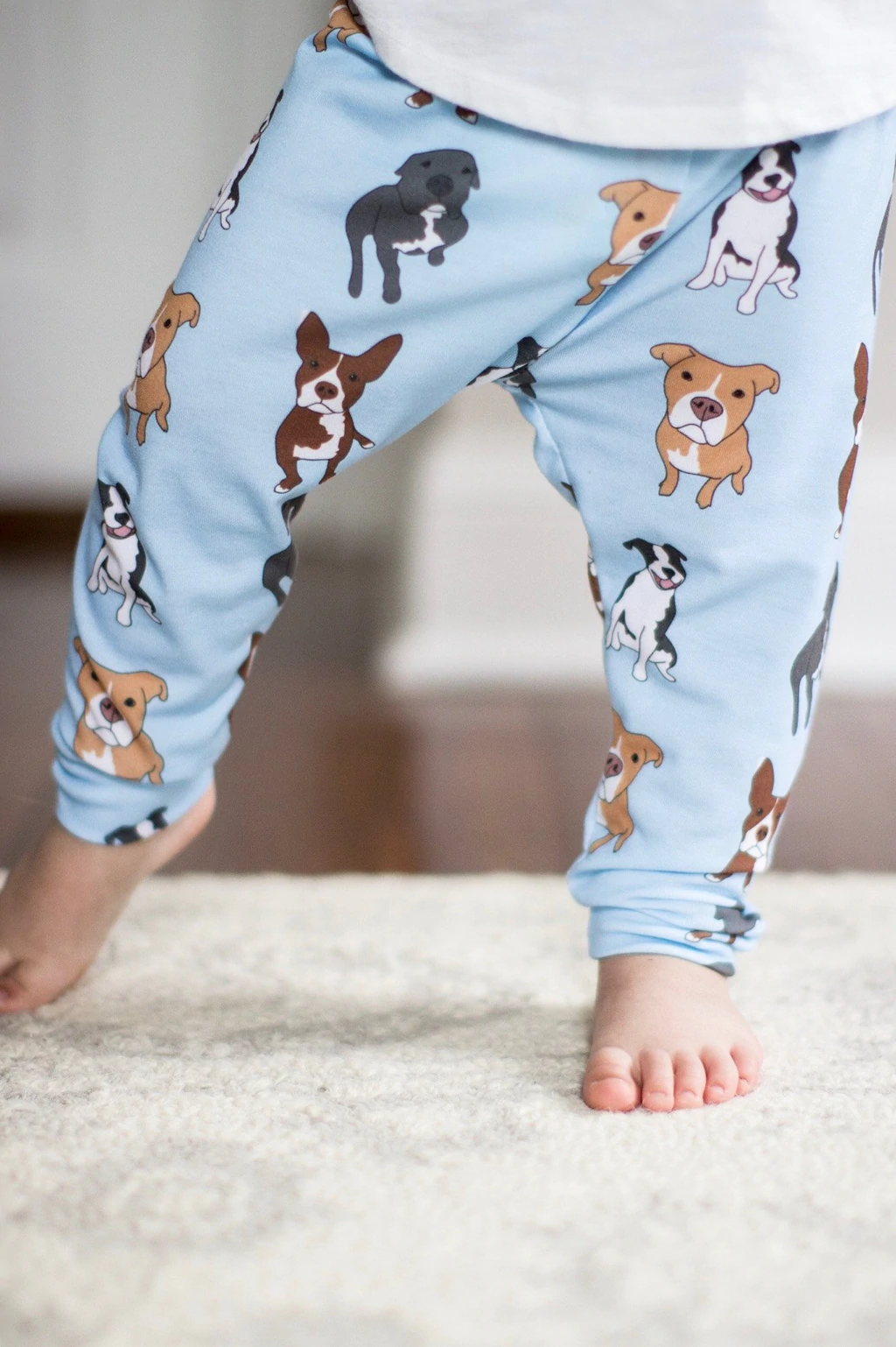 Pitbull Print Leggings on Blue - Image 2
