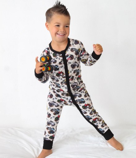 Babalus Monster Truck Zip Up Bamboo Pajamas