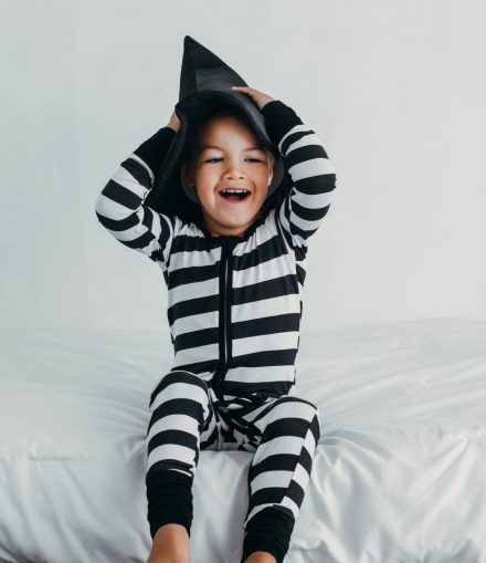 Halloween Striped Zip Up Bamboo Jams by Babalus