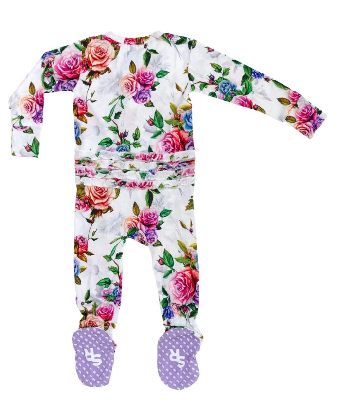 Wild Rose Ruffled Zippered Footie One Piece - Image 3